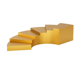 Fototapeta premium Golden staircase with curved design for architectural concepts and creative displays. 3d illustration