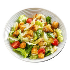Caesar salad with croutons, isolated on white and transparent background.