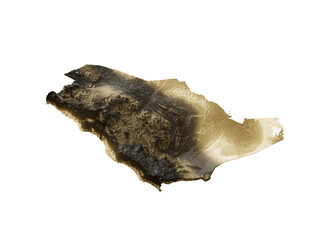 Saudi Arabia Map Golden Metallic Texture Map Gold Reserves And Gold Mining Concept 3D Illustration