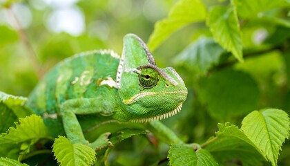 Close-up of a green chameleon