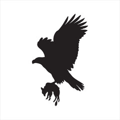 Vector art of eagle in flight carrying prey silhouette, symbolizing power, freedom, and the raw beauty of natures predator
