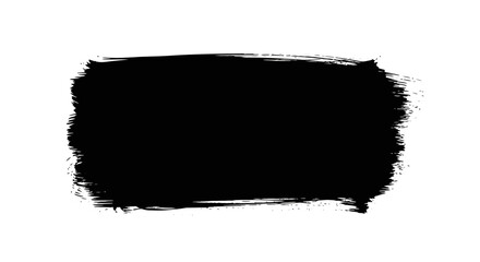 Solid black rectangular paint brush stroke, slightly uneven, isolated white background