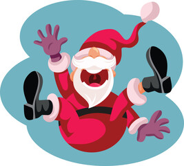 Funny Santa Claus Falling Vector Cartoon Illustration. Santa terrified and in pain after unfortunate accident 
