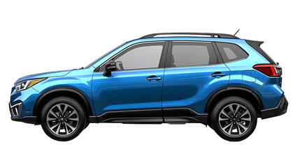 Fototapeta premium a blue suv with black trim isolated on a transparent background