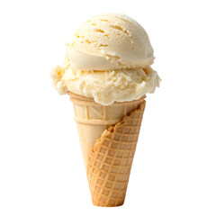 Delicious vanilla ice cream cone isolated on transparent background, a perfect summer treat for everyone who loves ice cream