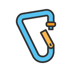 Carabiner icon vector image. Suitable for mobile apps, web apps and print media.
