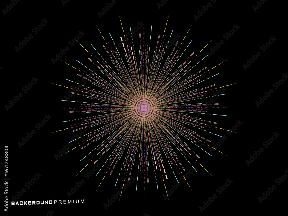 Poster music poster design background. electro sound cover template with dynamic abstract gradient circular