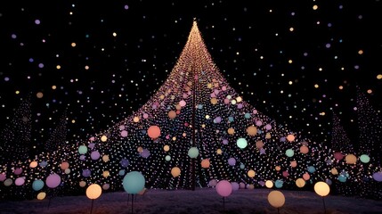 Illuminated Christmas tree, vibrant lights