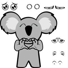 cute koala kid character cartoon expressions pack collection in vector art