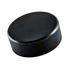 Ice hockey puck, isolated white and transparent background.