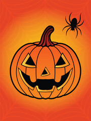 Jack o Lantern Pumpkin with Spiders.