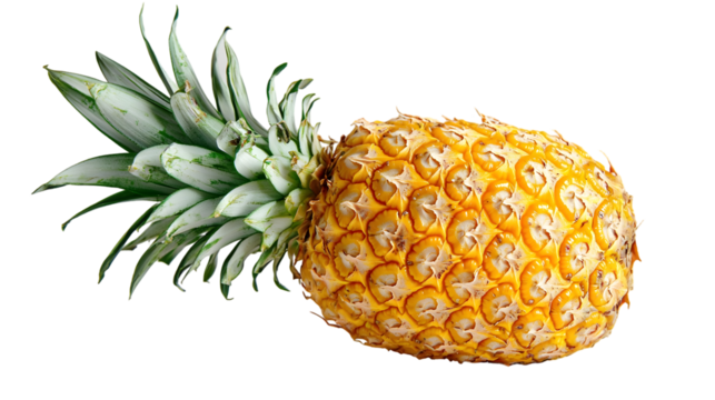 A single pineapple isolated on a transparent background