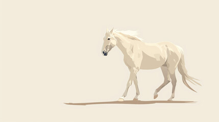 Fototapeta premium Minimalist Horse Illustration on Clean Background with Copy Space