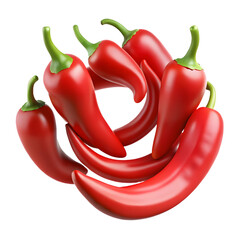 Pile of Red Chili Peppers Spicy Ingredient Cooking Flavor Hot Condiment Isolated