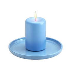 Light blue cylindrical candle on a matching plate (1)