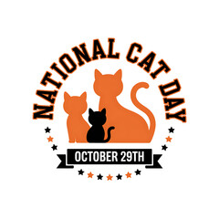 National Cat Day October 29th with Orange and Black Cat Silhouettes celebration date