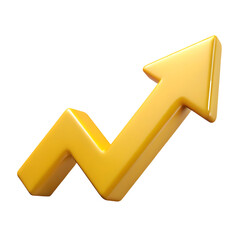 Golden Arrow Ascending Trend Symbolizing Growth and Progress on Transparent Backdrop