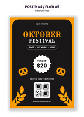 Oktoberfest Event Celebration Flyer Flat Cartoon Hand-Drawn Social Media Template Background
