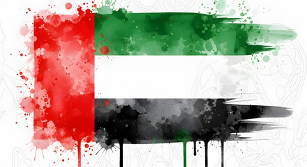 Watercolor painting of the united arab emirates flag isolated on white