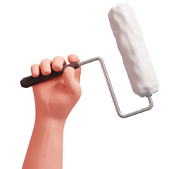 Labor Day Illustration. Man's Hand Holding a Paint Roller Tool. 3D Rendering