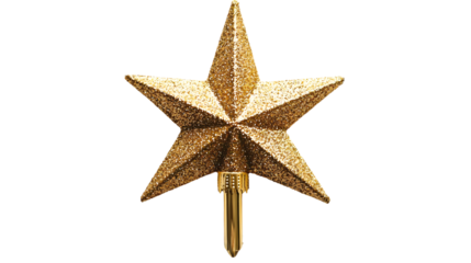 Christmas tree topper star isolated on a transparent background