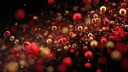Abstract festive background of red and gold spheres
