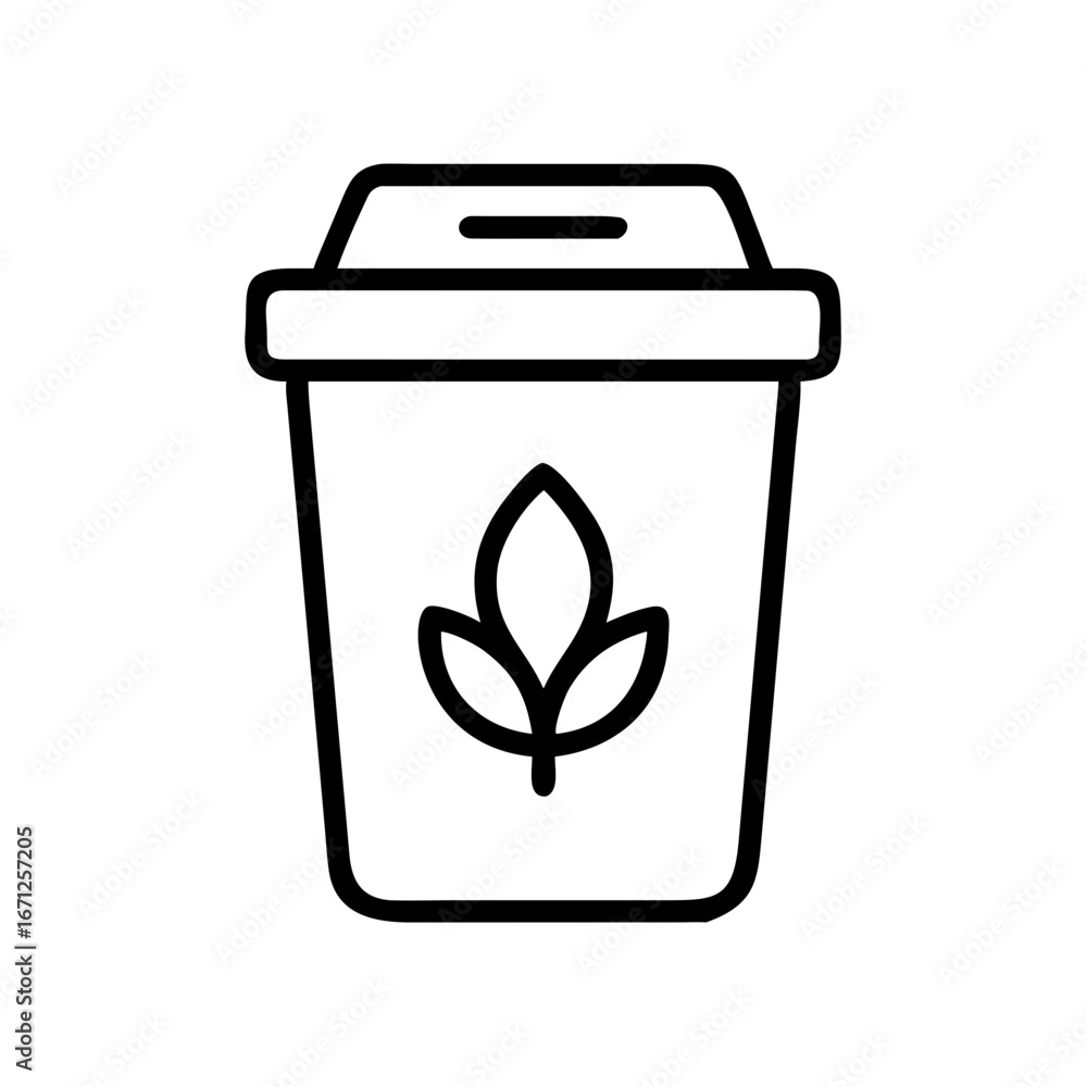 Poster trash can with leaf symbol for web and graphic design