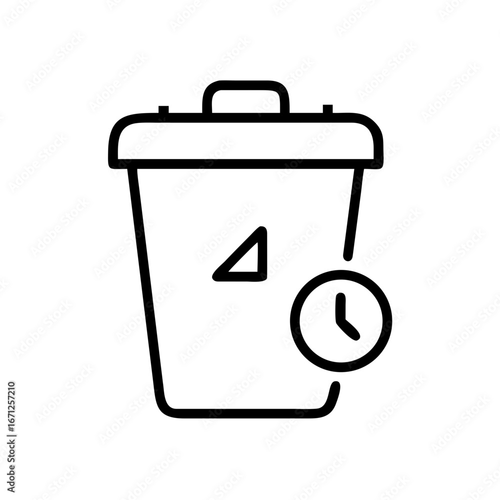Poster trash can with clock for web and graphic design