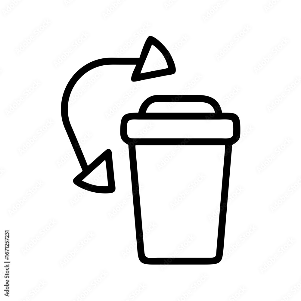 Poster trash can with lid and arrow for web and graphic design