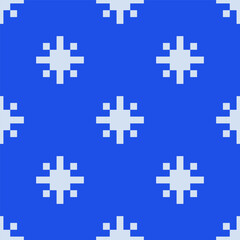 8 bit seamless pattern with abstract elements. Pixel background with square snowflakes. Brutalist 8-bit cross print. y2k aesthetics