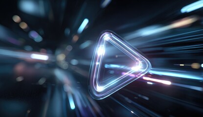 Abstract triangle graphic with glowing neon lines