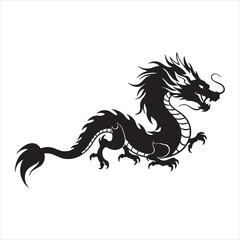 Fototapeta premium Vector art of majestic dragon silhouette, a symbol of power, strength, and good fortune in chinese mythology and fantasy art