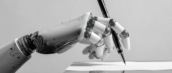 Robot writing on paper future of technology