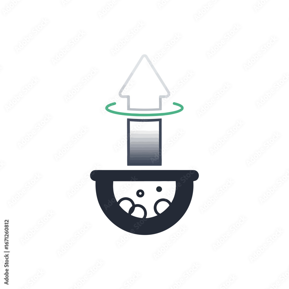 Aufkleber dynamic process icon illustrating innovation and growth with upward arrow and circular motion, perfe
