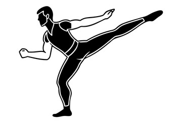 Martial arts kicking silhouette vector