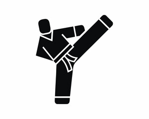 Martial arts kicking icon and logo silhouette vector