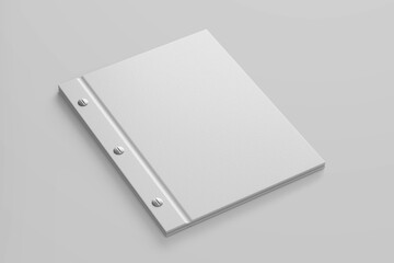 clean leather hard cover blank restaurant eatery screw post binding menu gueast book vertical letter size mockup design template isolated 3d render illustration
