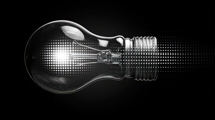 Illuminating lightbulb on dark background