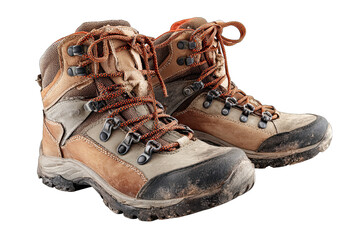 Hiking boots on a white background
