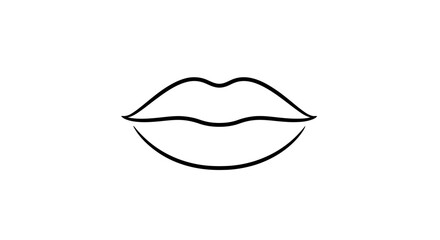 Minimalist Line Art of Lips with a Subtle Smile
