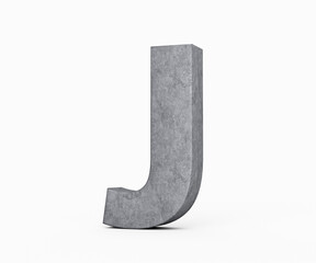 3d Concrete Capital Letter J Alphabet J Made Of Grey Concrete Stone White Background 3d Illustration
