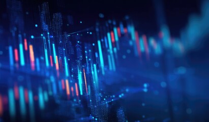 Abstract digital chart with vibrant data points