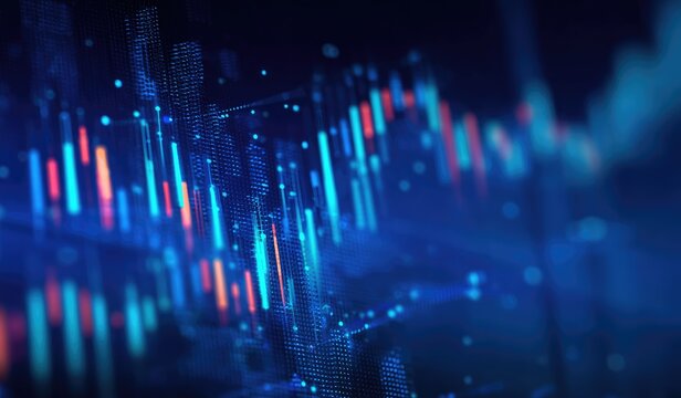 Abstract digital chart with vibrant data points