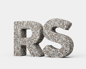 Rupee Rs Currency Symbol Made Of Rock Fragments Or Gravels 3d Illustration