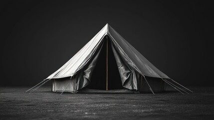 Gray tent on dark floor