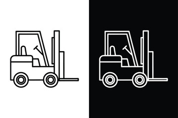 Simple Forklift Outline. Modern Black and White Industrial Icon Design
