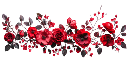 red rose flowers isolated on a transparent background