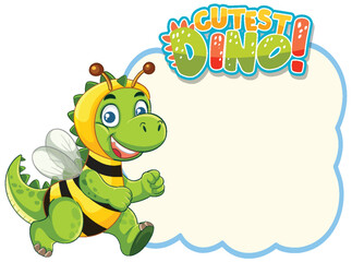 Adorable Dinosaur in Bee Costume Illustration