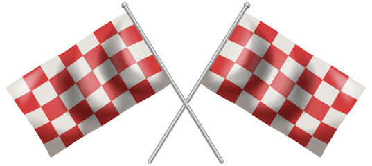 Obraz premium Crossed Red and White Checkered Racing Flags Illustration