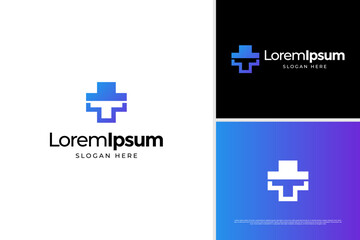 Initial letter T hospital logo design template